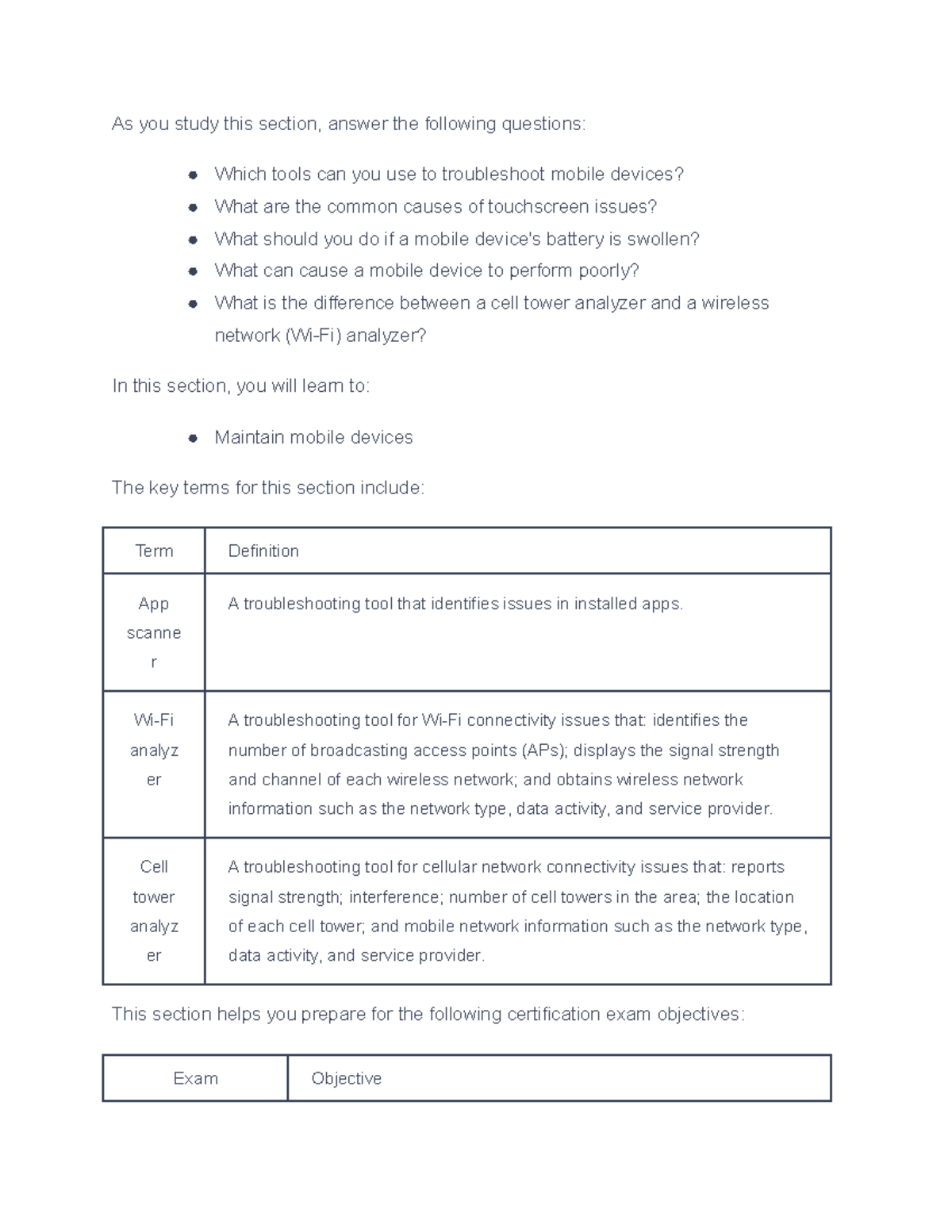 12.7 Laptop and Mobile Device Troubleshooting - As you study this ...