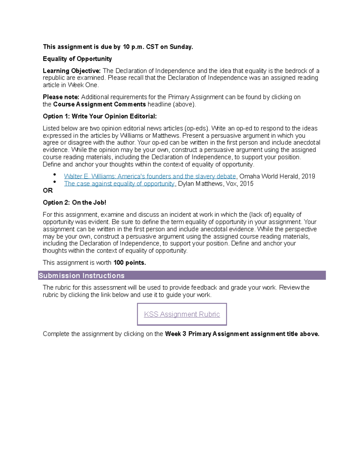 LA400bweek 3 primary assignment - This assignment is due by 10 p. CST ...