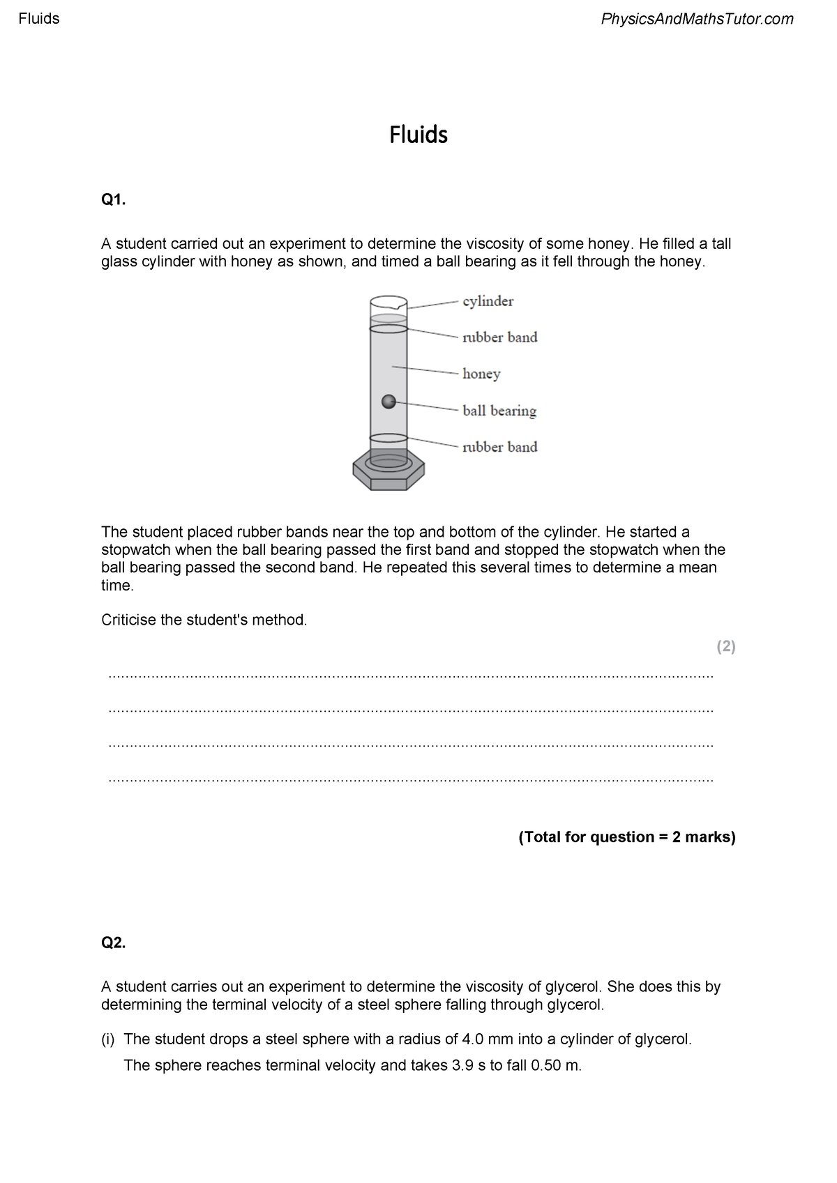 experiments in fluids q1