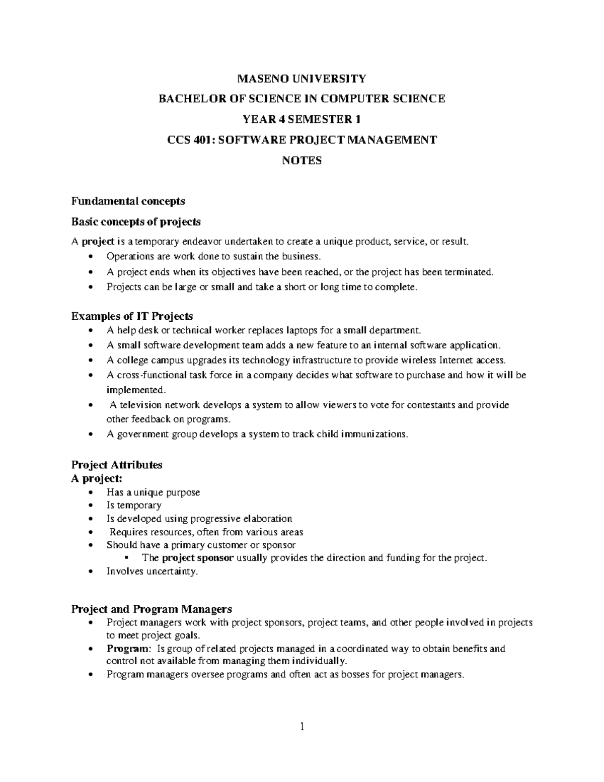 CCS 401 Software Project Management Notes - MASENO UNIVERSITY BACHELOR ...