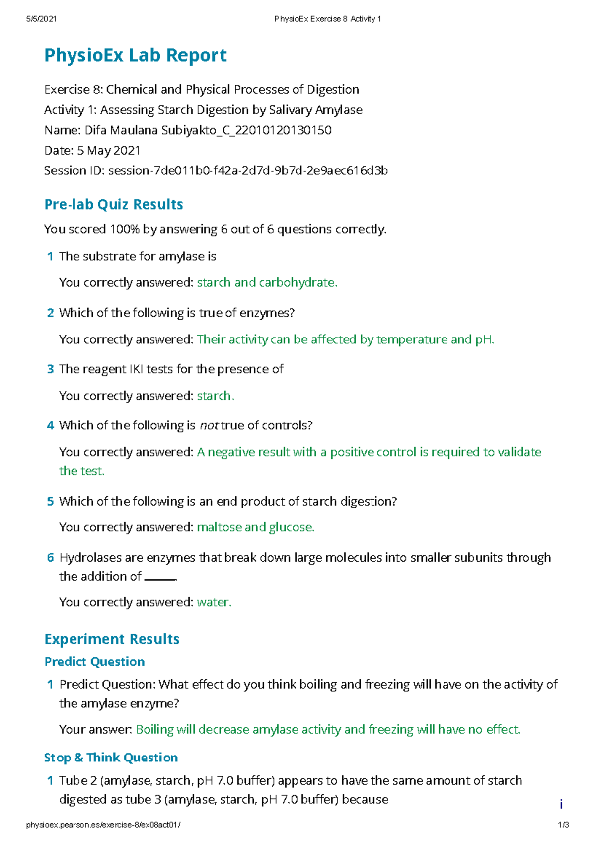 Physio Ex Exercise 8 Activity 1 - Pearson/exercise-8/ex08act01/ 1 ...