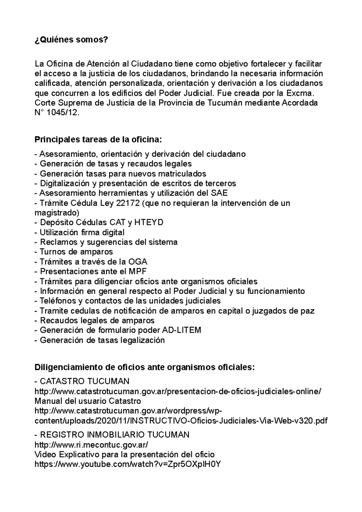 Atencion AL Ciudadano - Principales tareas de la oficina: - ¿Quiénes ...