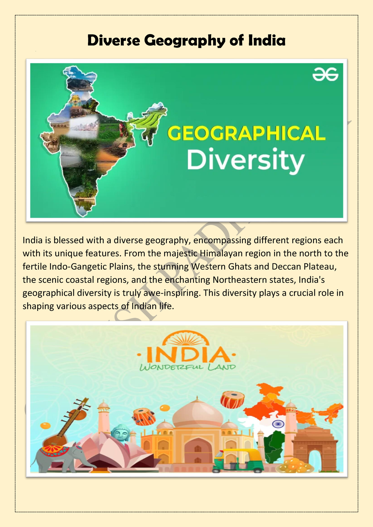 Diverse Geography Of India - Diverse Geography Of India India Is ...