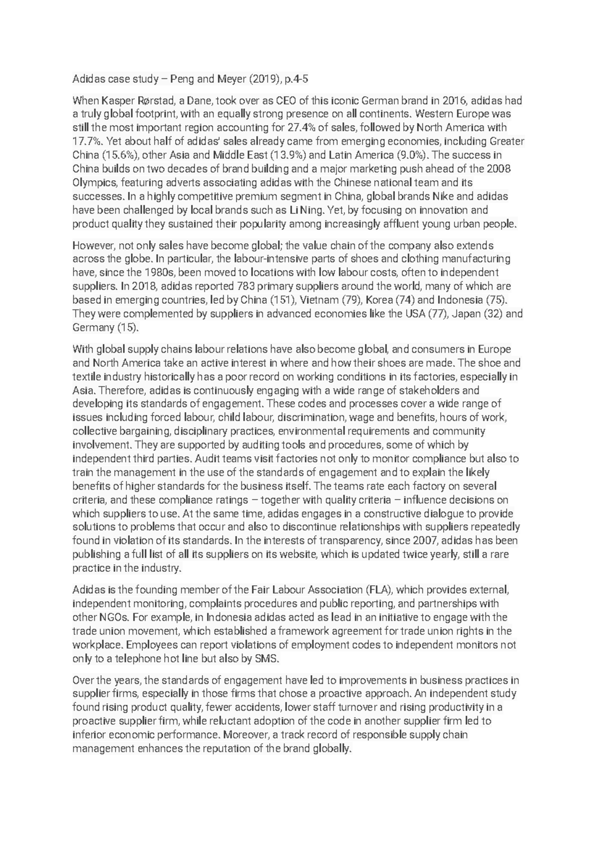 Adidas case - case study - Adidas case study – Peng and Meyer (2019), p ...