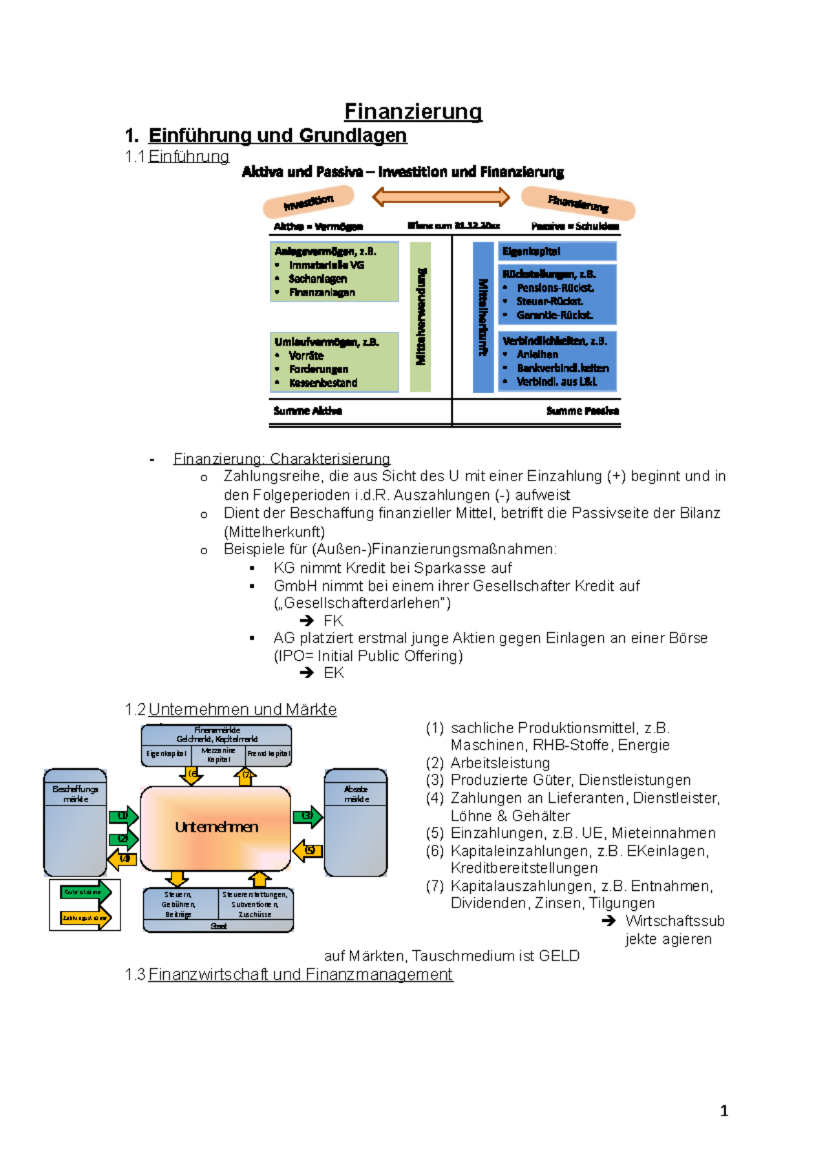 Finanzierung - Zusammenfassung Betriebswirtschaftslehre - Finanzierung ...