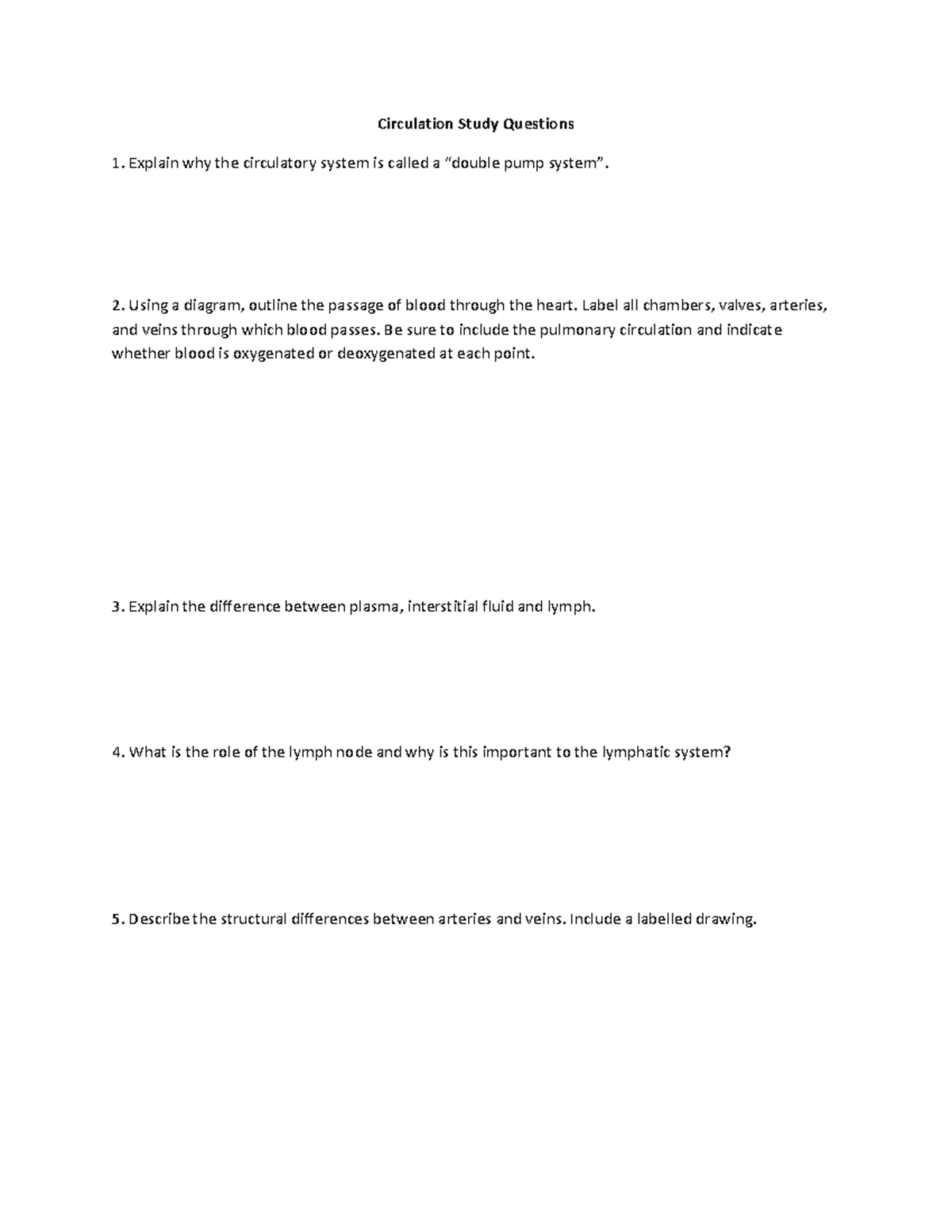 Lab 5 Circulation - lab - Circulation Study Questions Explain why the ...