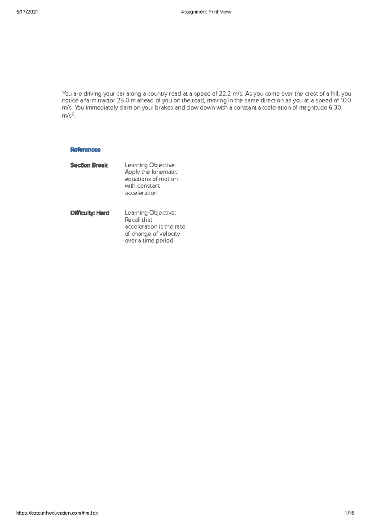 UNIT Test 3-Chapter 4 MEMO - You are driving your car along a country ...