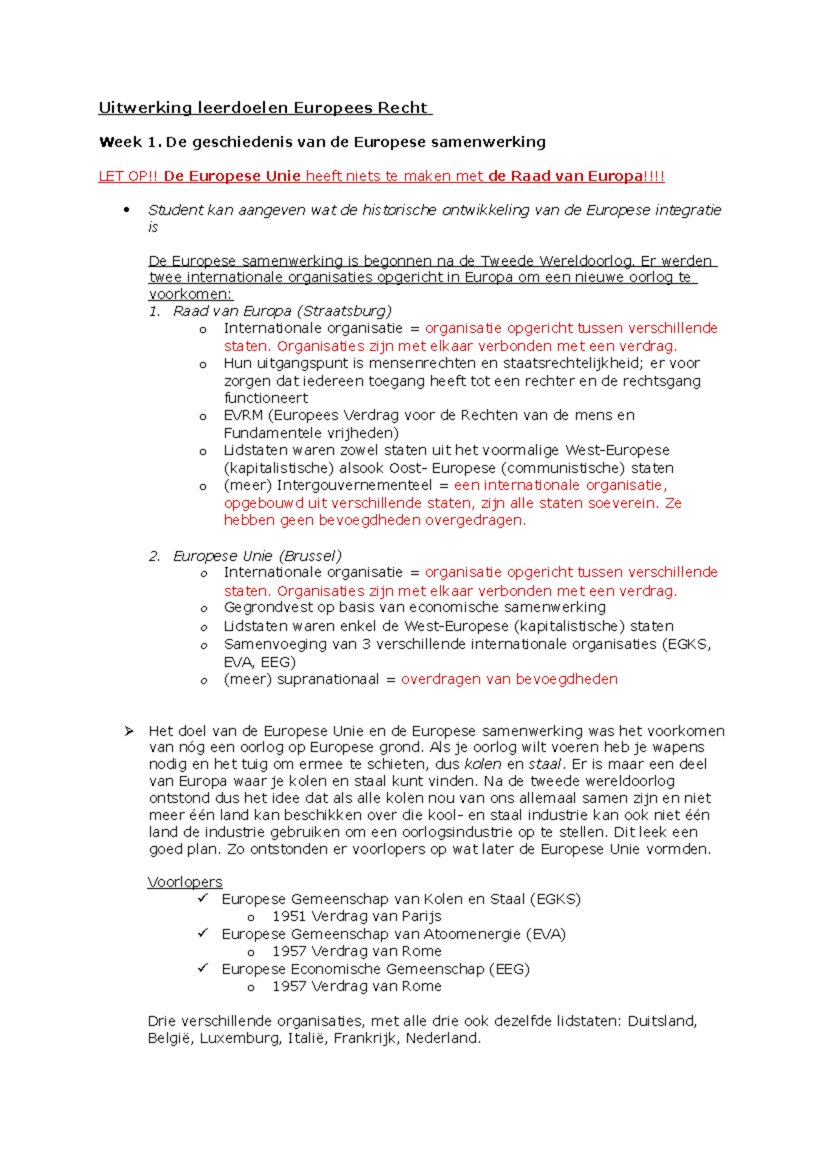 Samenvatting Europees Recht - Uitwerking Leerdoelen Europees Recht Week ...