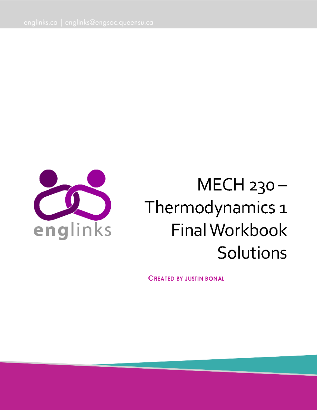 MECH 230 Final WB Solutions - MECH 230 – Thermodynamics 1 Final ...