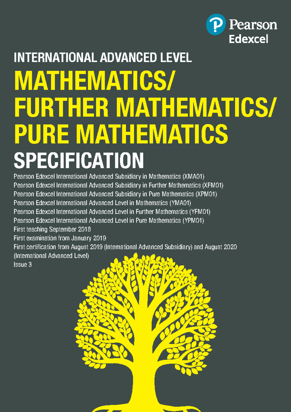 International A Level Maths Spec Issue 3 - SPECIFICATION Edexcel ...