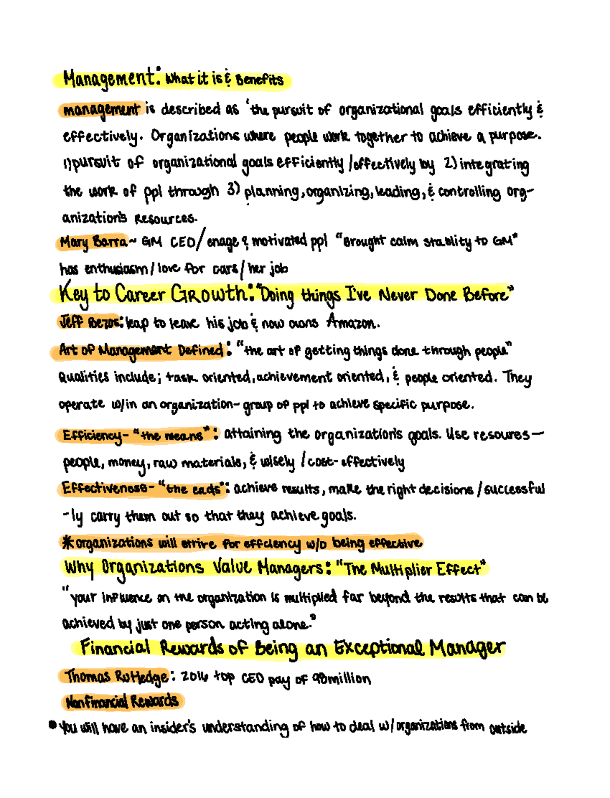Chapter 1 Notes (MGMT)The benefits of management - Management what it ...