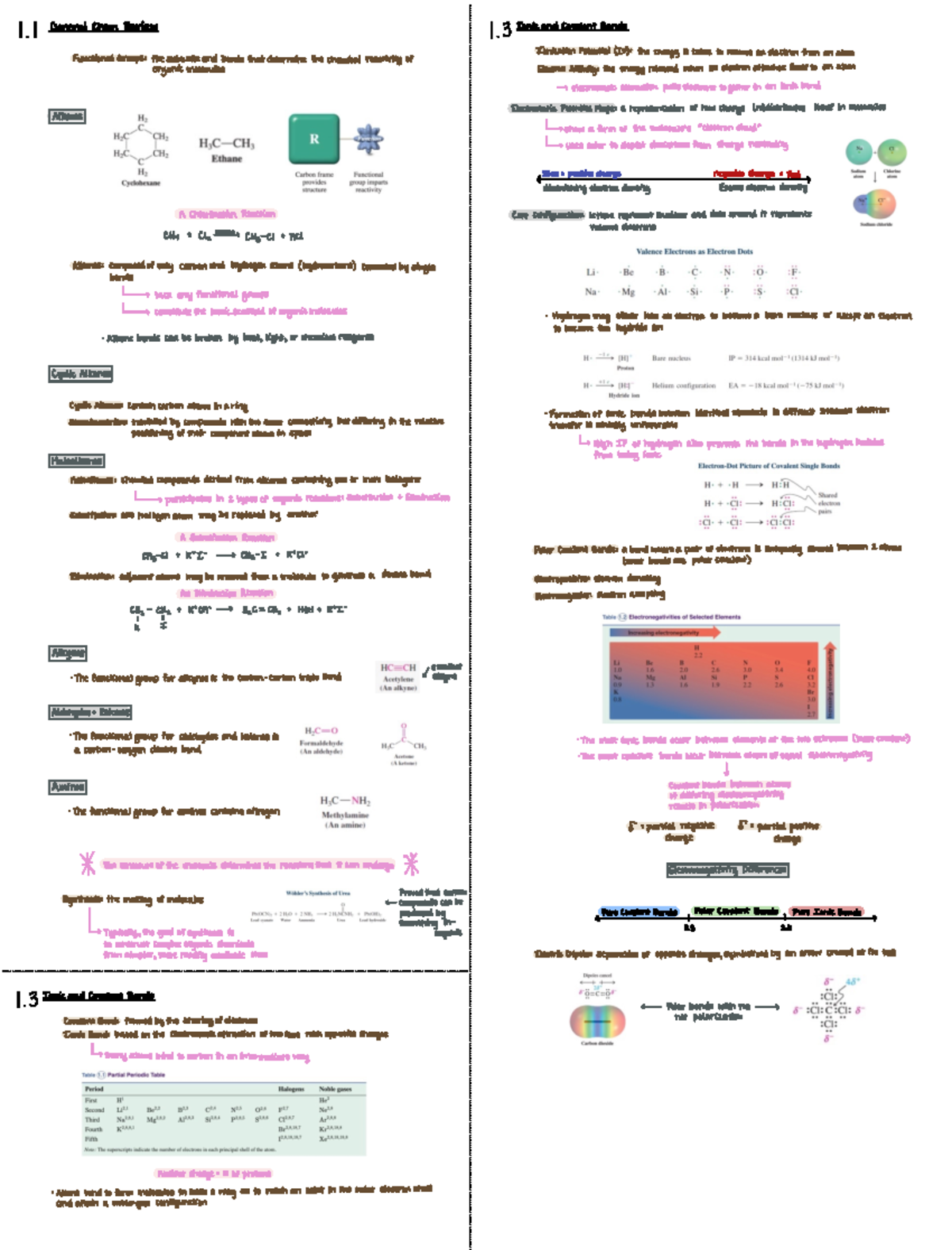 Chapter 1 Notes - 1 General Chem Review 1 Ionic and Covalent Bonds ...
