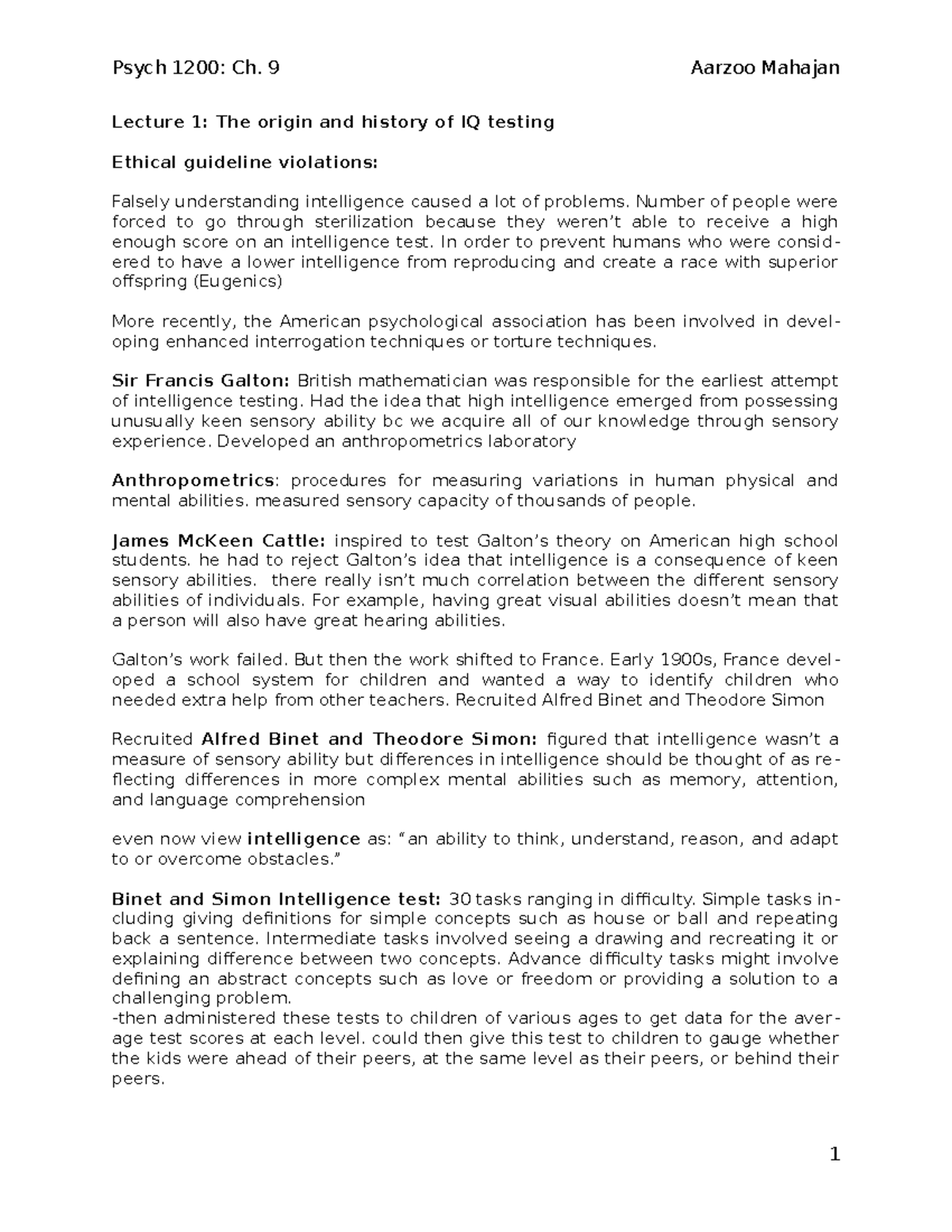 Psych 10 Chap 9 Lecture Notes 1 4 Studocu