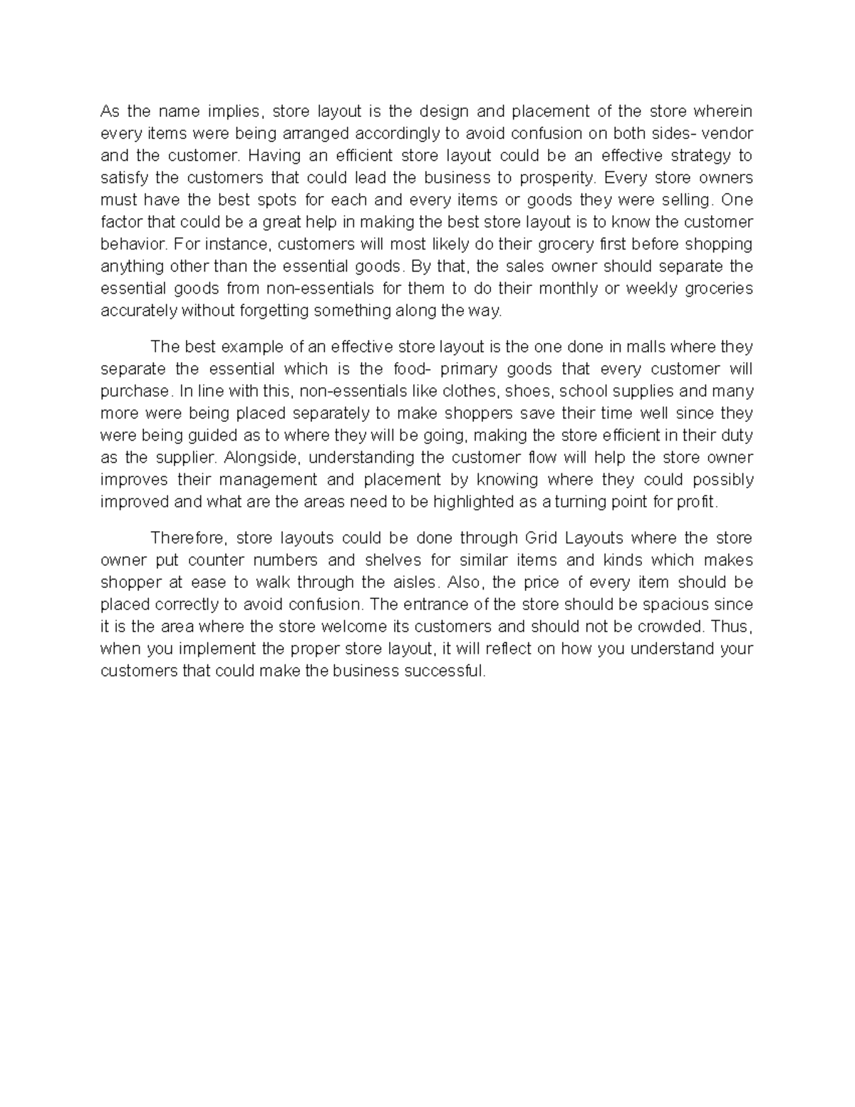 Finals OM - Essay about Store Layout - As the name implies, store ...