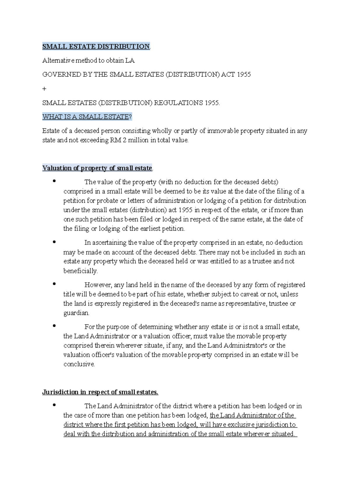 Small Estate Distribution topic - SMALL ESTATE DISTRIBUTION ...