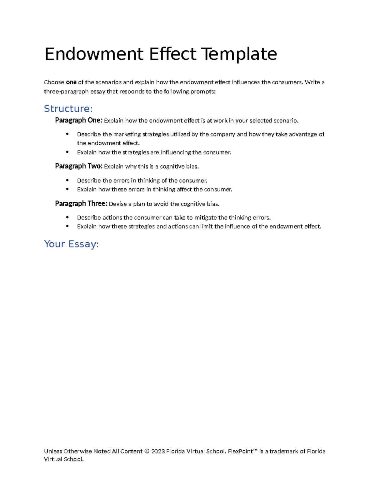 Endowment effect endowment effect template choose one of