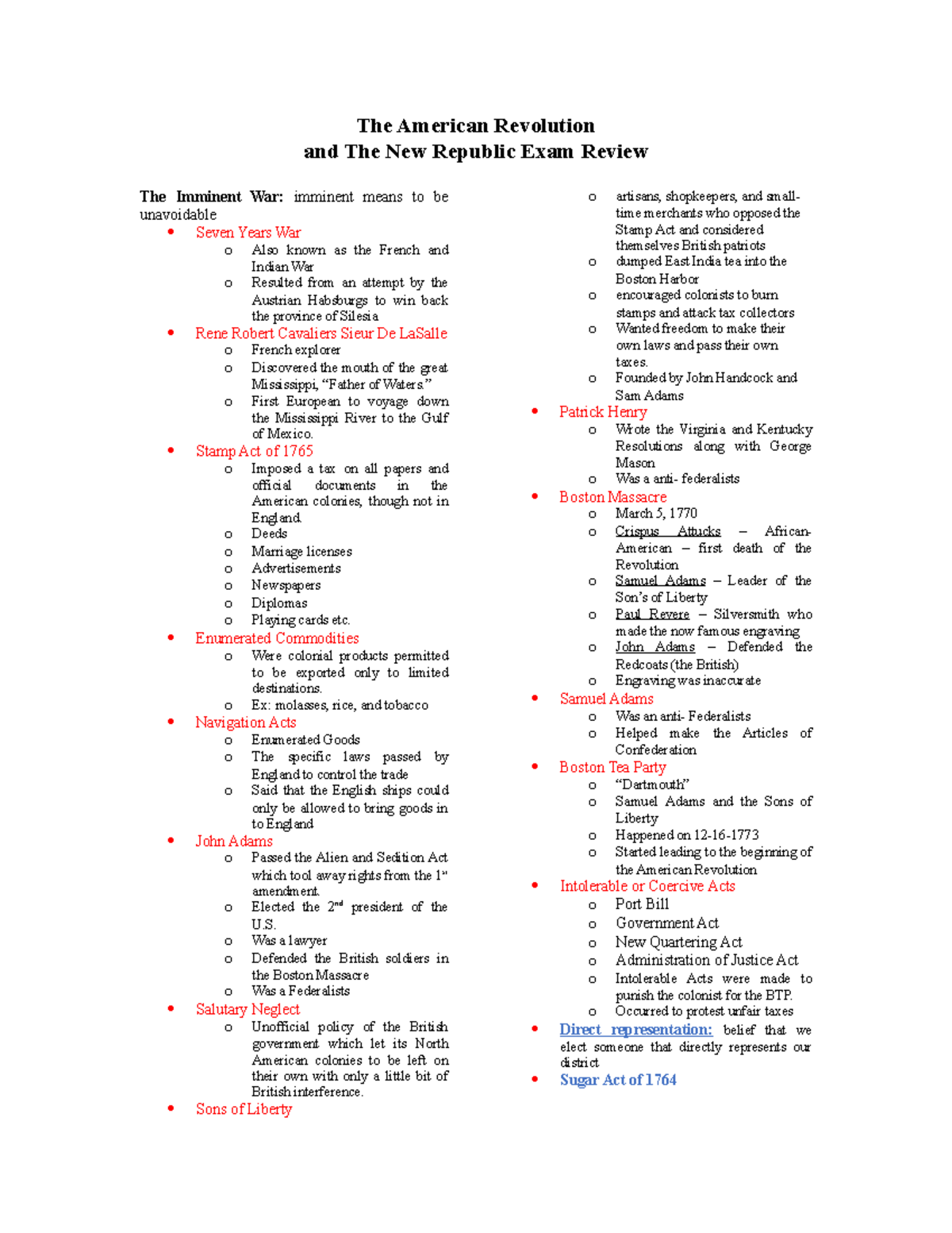 The American Revolution Exam review 2022 - The American Revolution and ...