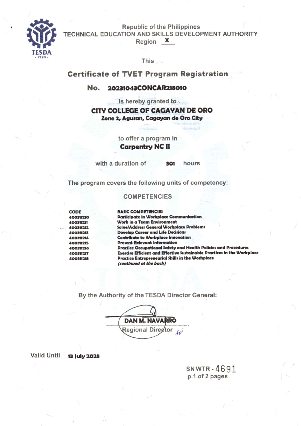 CTPR Carpentry NC II20230912 09182353wad - Accountancy 21 - Studocu