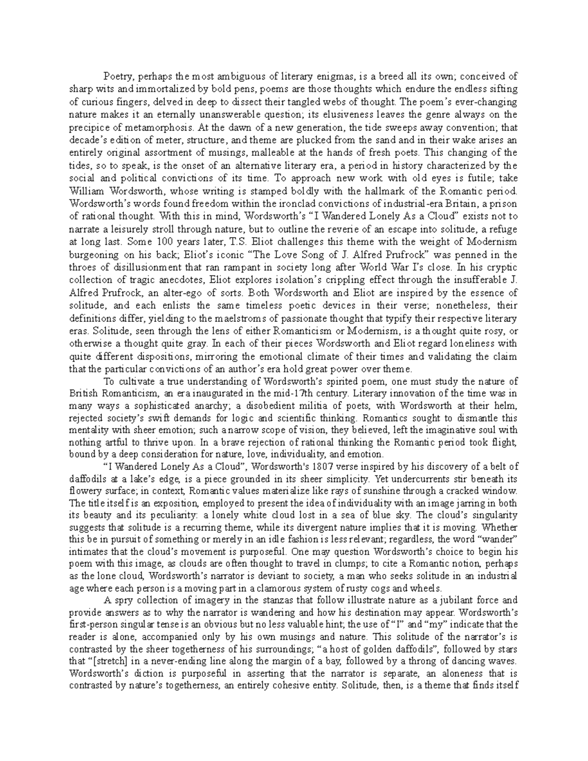 Essay 1 Final Version Poetry, perhaps the most ambiguous of literary enigmas, is a breed all