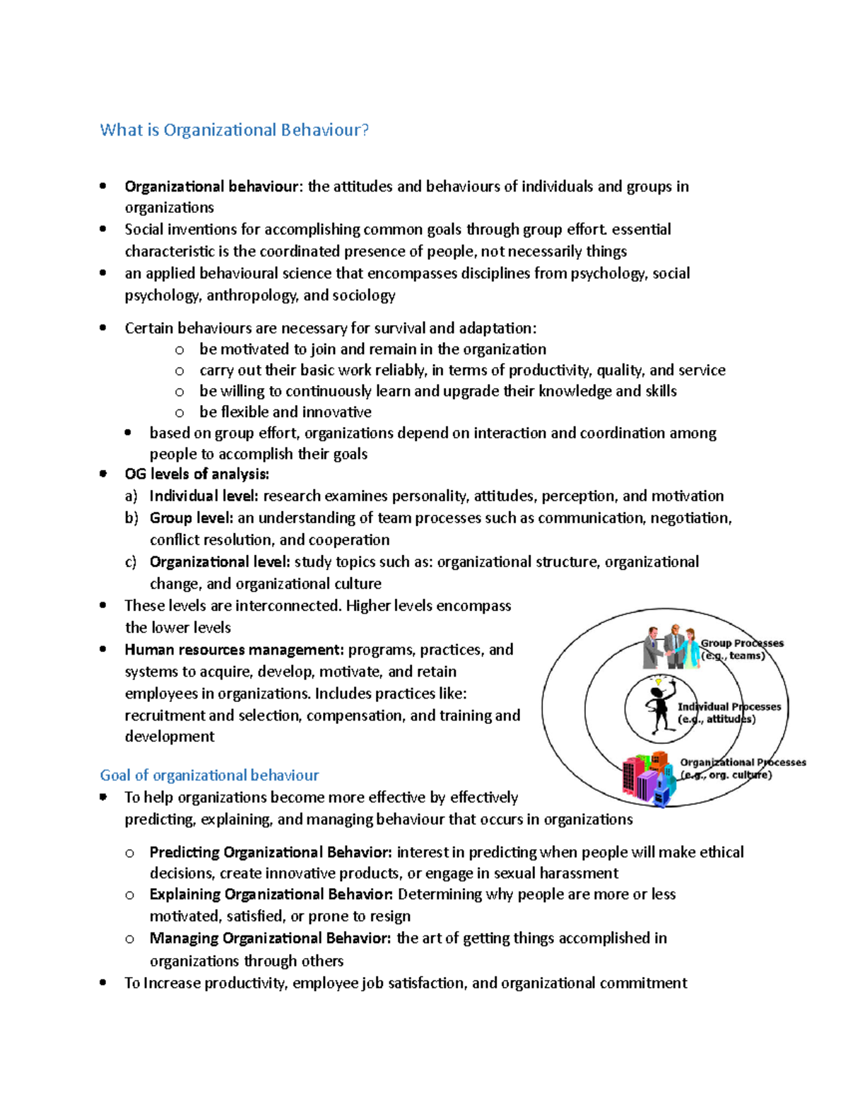 Chapter 1 - Textbook Notes - Organisational Behaviour/Organizational ...