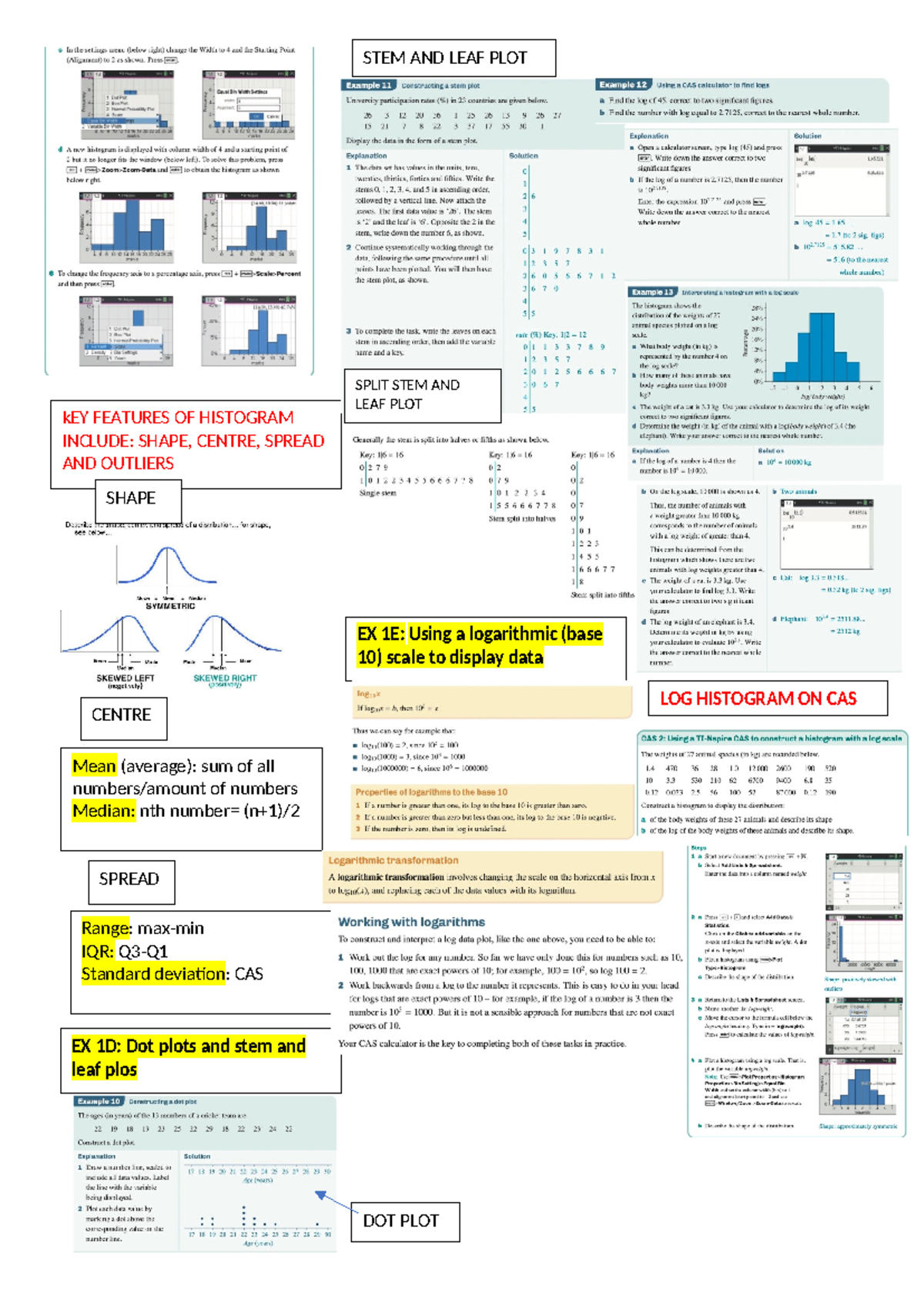 CHPT 1 General math 3/4 summary sheet - kEY FEATURES OF HISTOGRAM ...