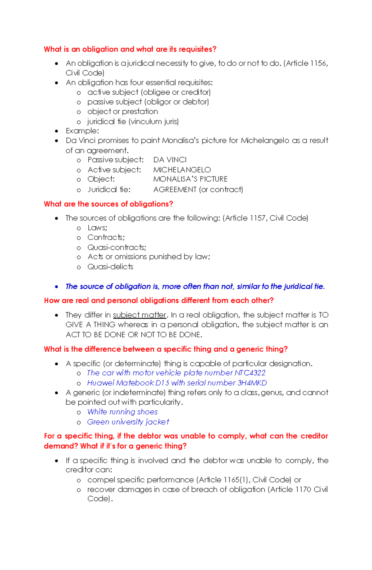 File 1 Business Law Class What is an obligation and what are its requisites? An obligation
