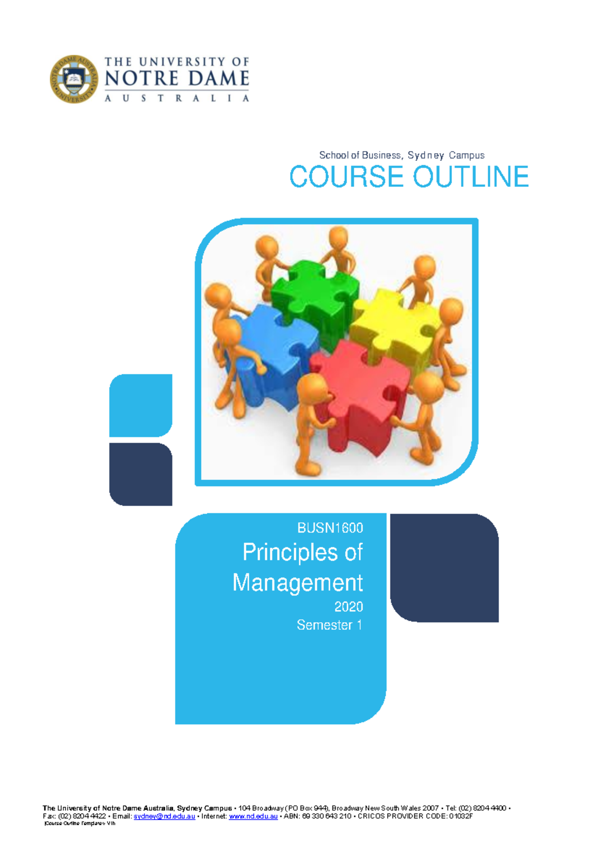 Principles Of Management Course Outline - The University Of Notre Dame ...