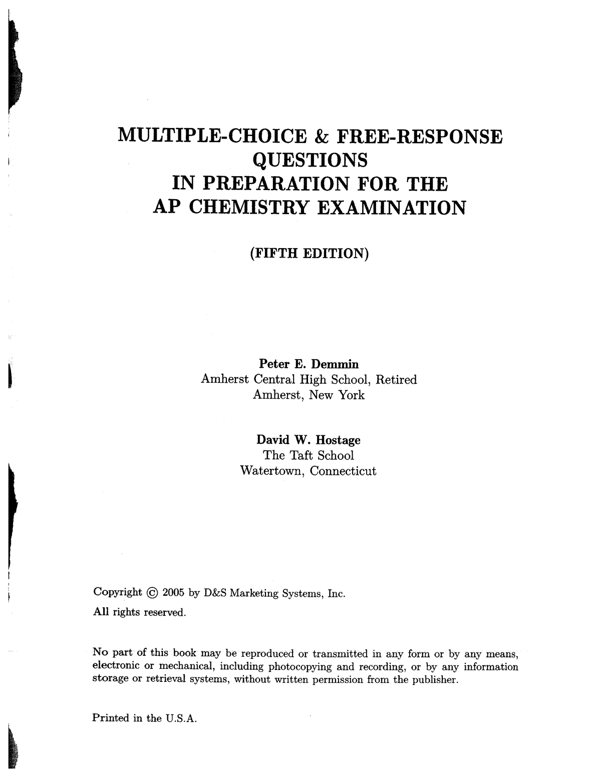 AP Chemistry Prep Book Multiple choice and FRQ Preperation Studocu