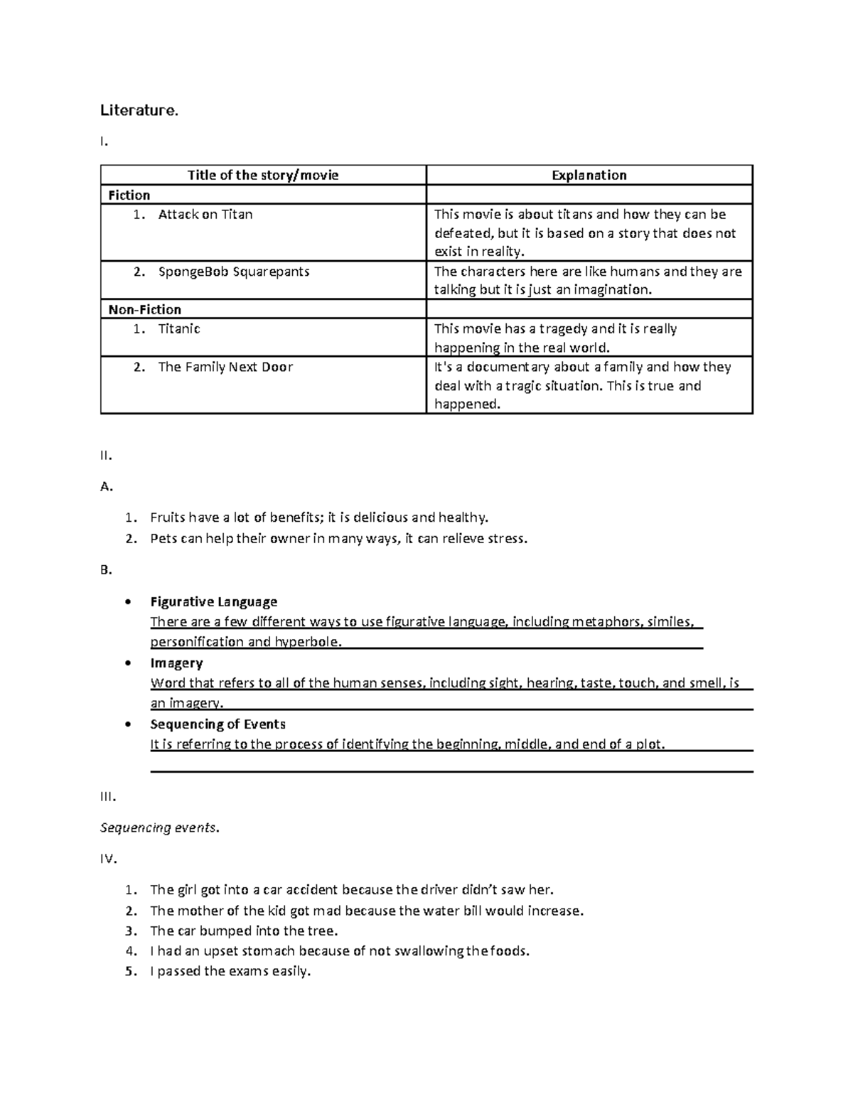 accounting transaction - Literature. I. II. A. Fruits have a lot of ...