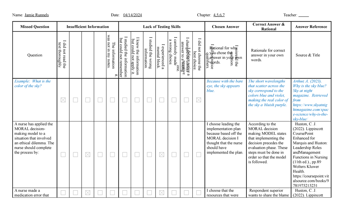 Chapter review 4,5,6,7 - The information was not in my notes. but could ...
