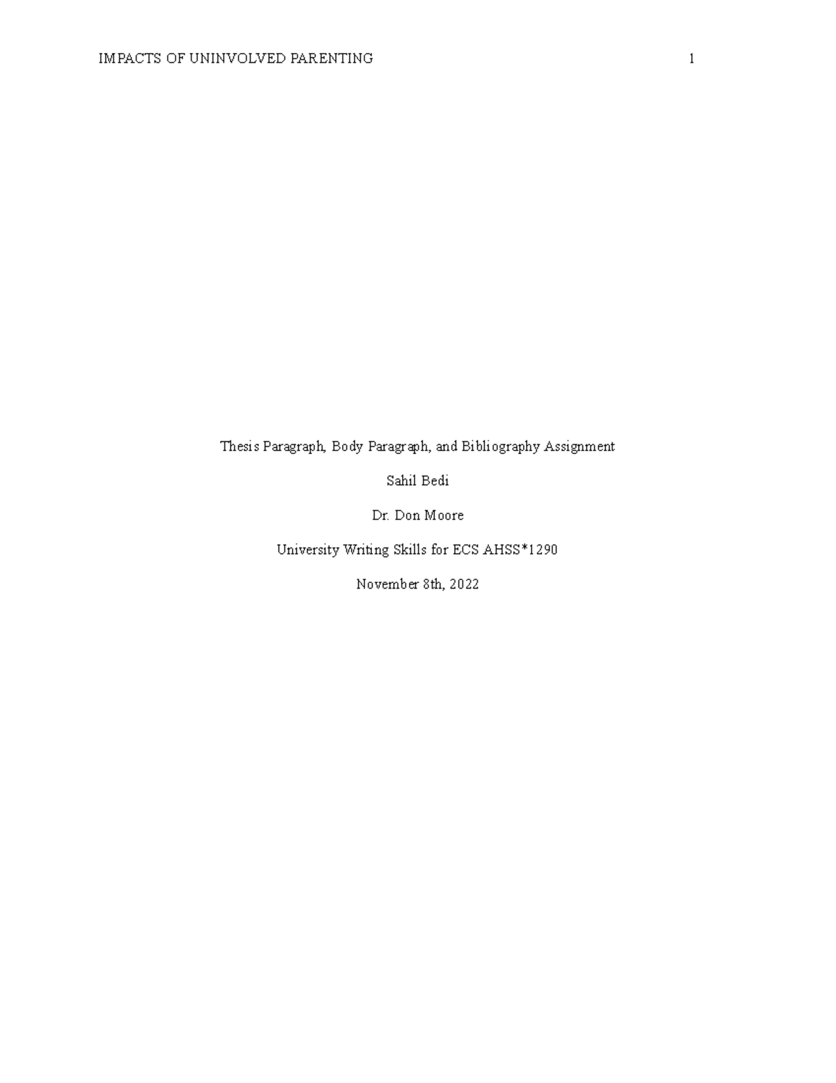 how to start a thesis body paragraph