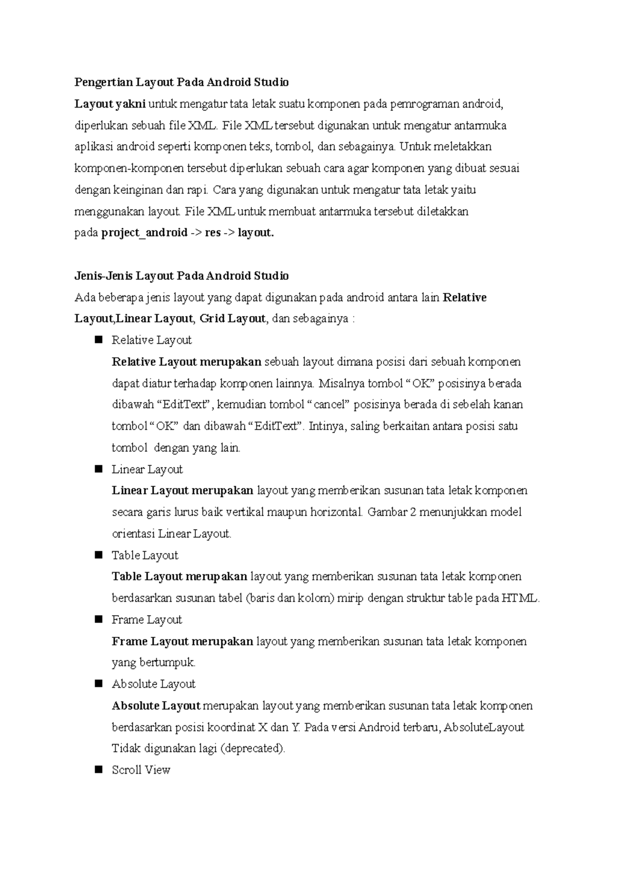 Layout Pada Android Studio Pengertian Layout Pada Android Studio