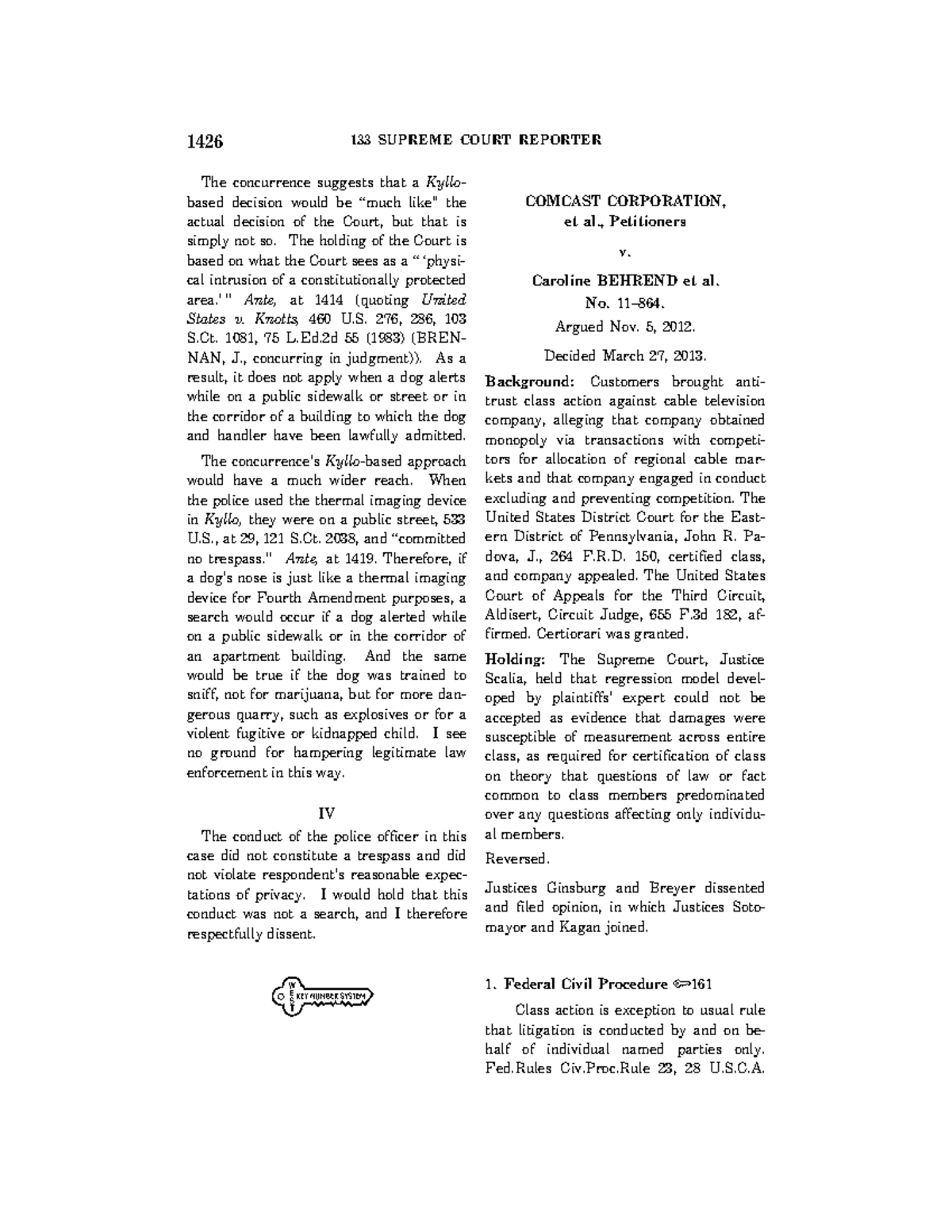 Comcast - case doc - 1426 133 SUPREME COURT REPORTER The concurrence ...