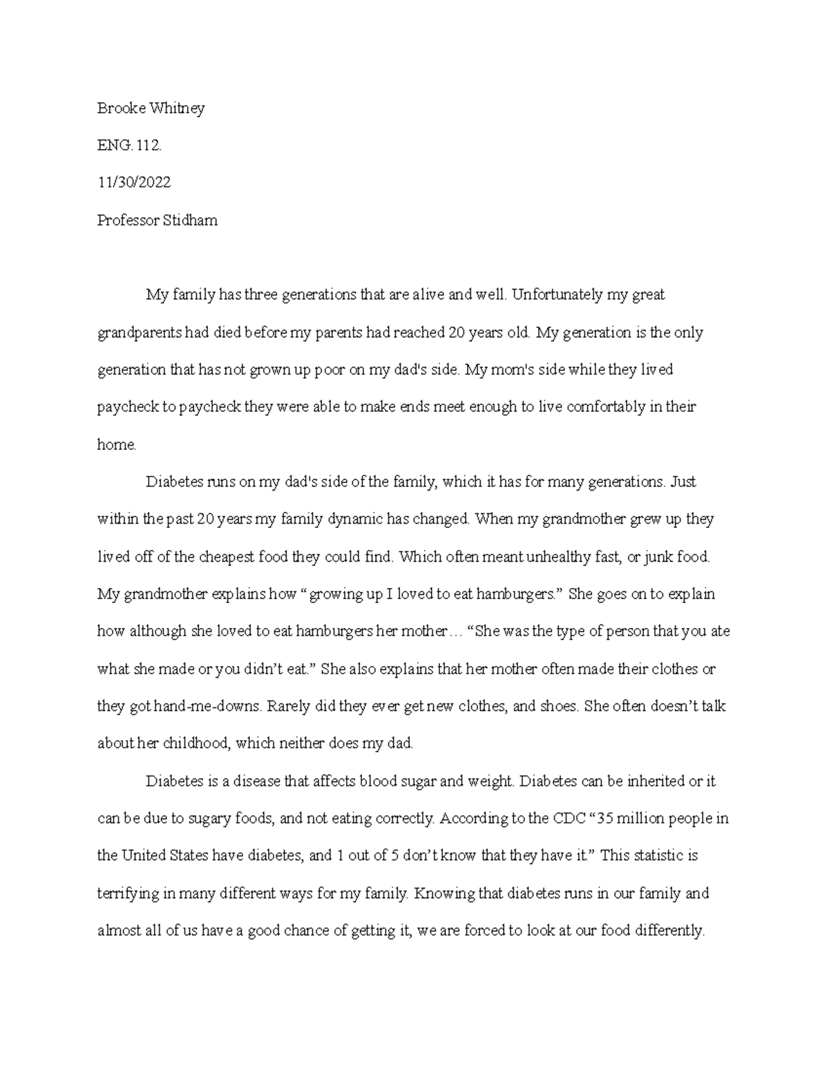 English Essay 4 - Brooke Whitney ENG. 11/30/ Professor Stidham My ...