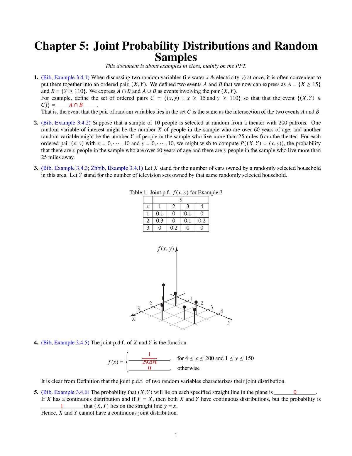 Chapter Five â€“ Joint Probability Distributions and Random Samples
