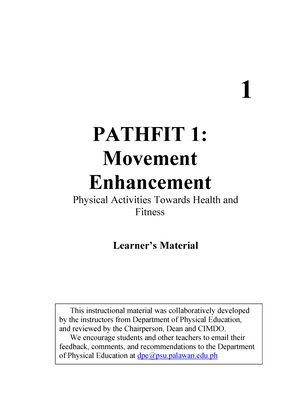 Pathfit-3- Module - Unit 1: An Overview To PALAWAN STATE UNIVERSITY The ...