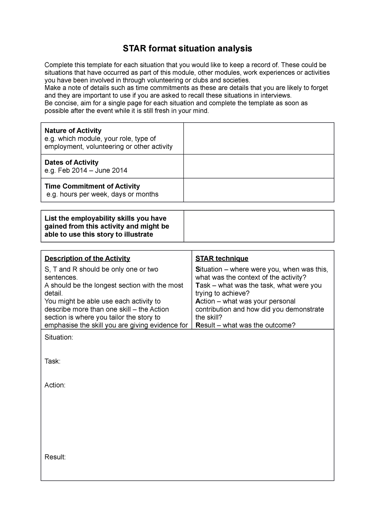 star format case study