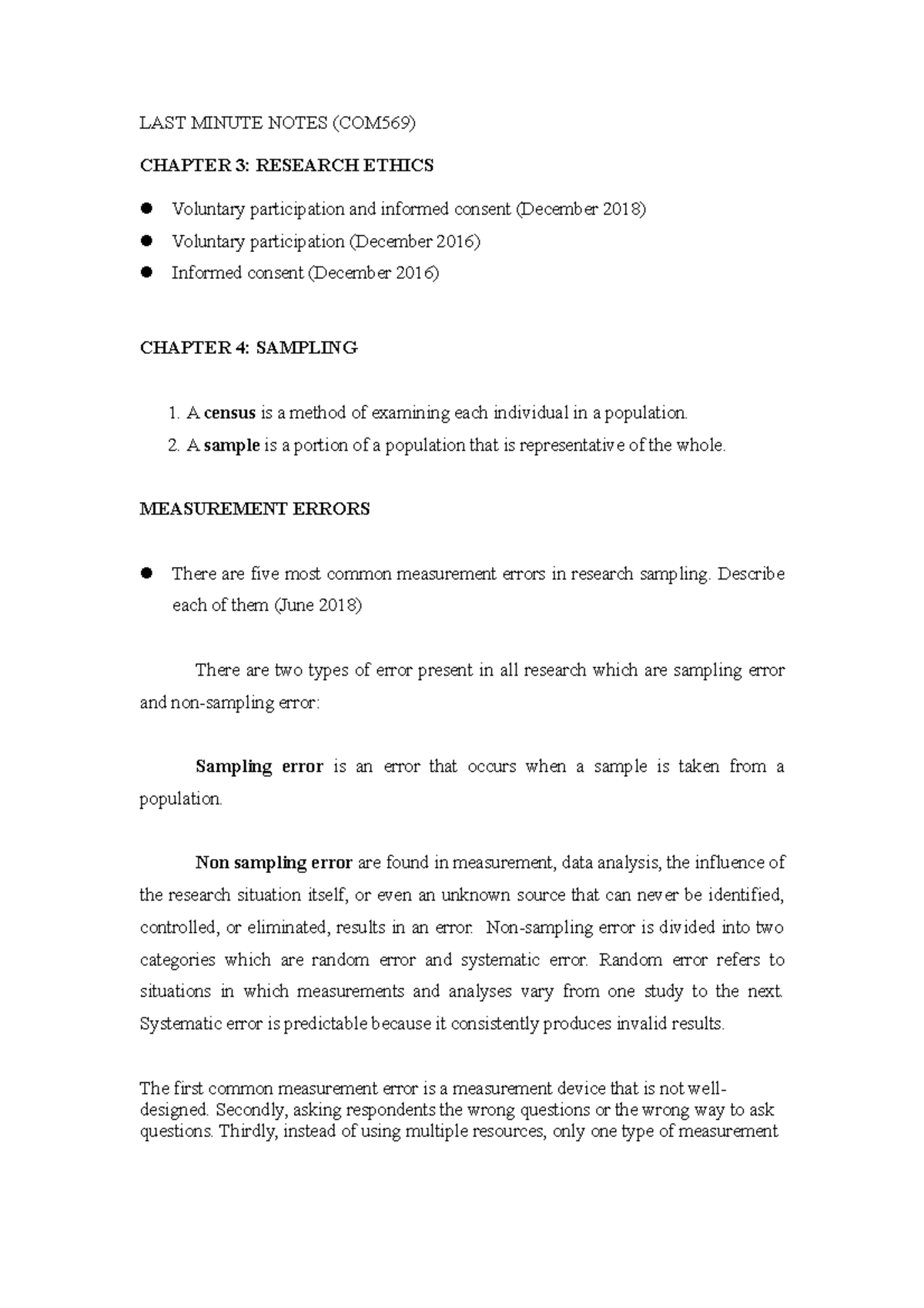 LAST Minute Notes - LAST MINUTE NOTES (COM569) CHAPTER 3: RESEARCH ...