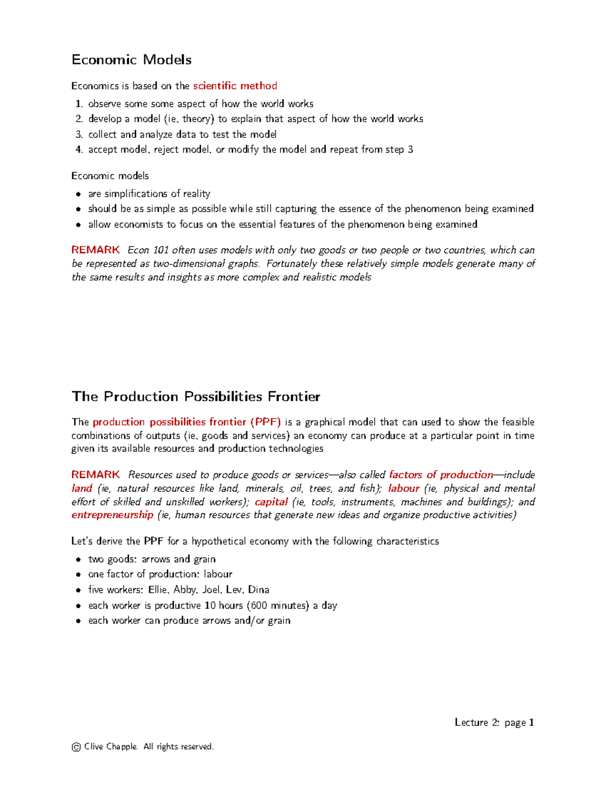 Models - Notes - Economic Models Economics Is Based On The Scientific ...