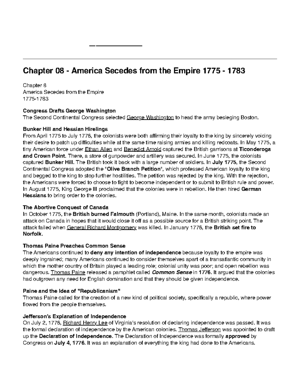 Chapter 08 - America Secedes from the Empire 1775 - 1783 - Chapter 08 ...