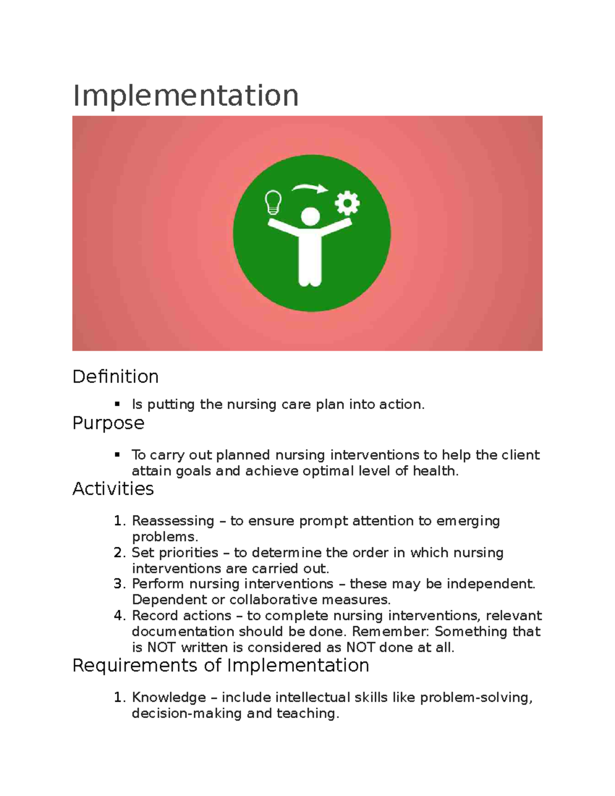 Implementation AND Evaluation IN Nursing Practices - Implementation ...