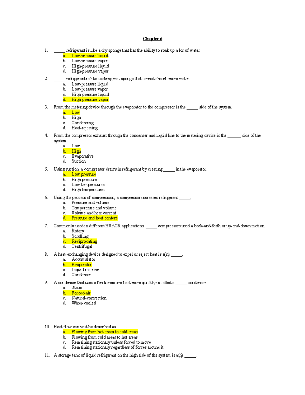 Modern Refrigeration&Air Chapter 6 Review - Chapter 6 _____ Refrigerant ...