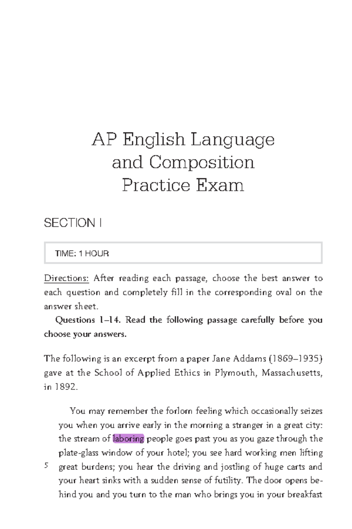 (Student Copy) MC Mock Exam 1 AP English Language and Composition