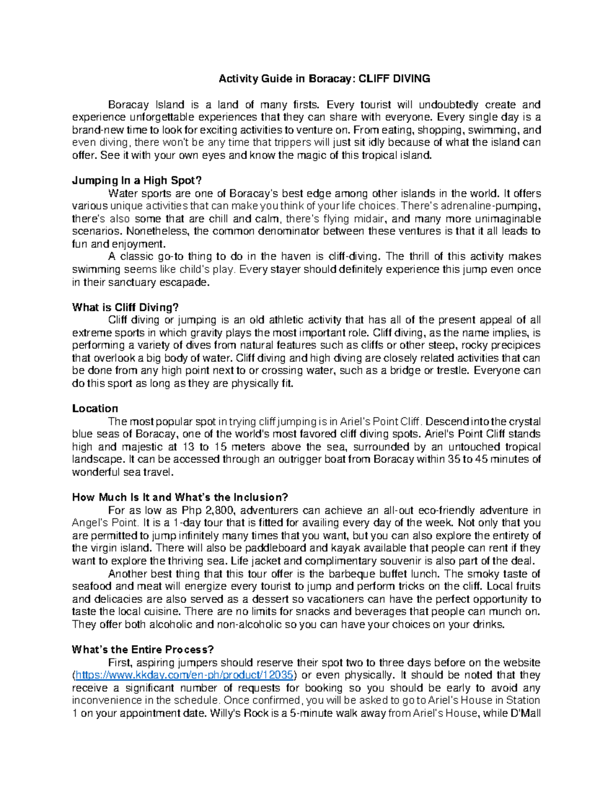 Cliff Diving Activity Guide in Boracay CLIFF DIVING Boracay Island