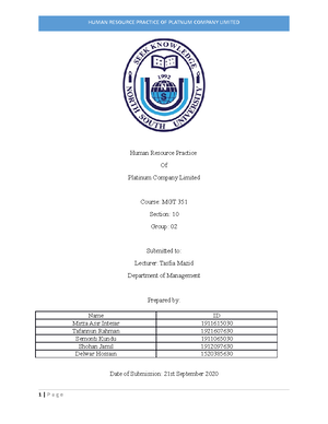 MGT351-Group-Report - Group Report Course: Human Resource Management ...