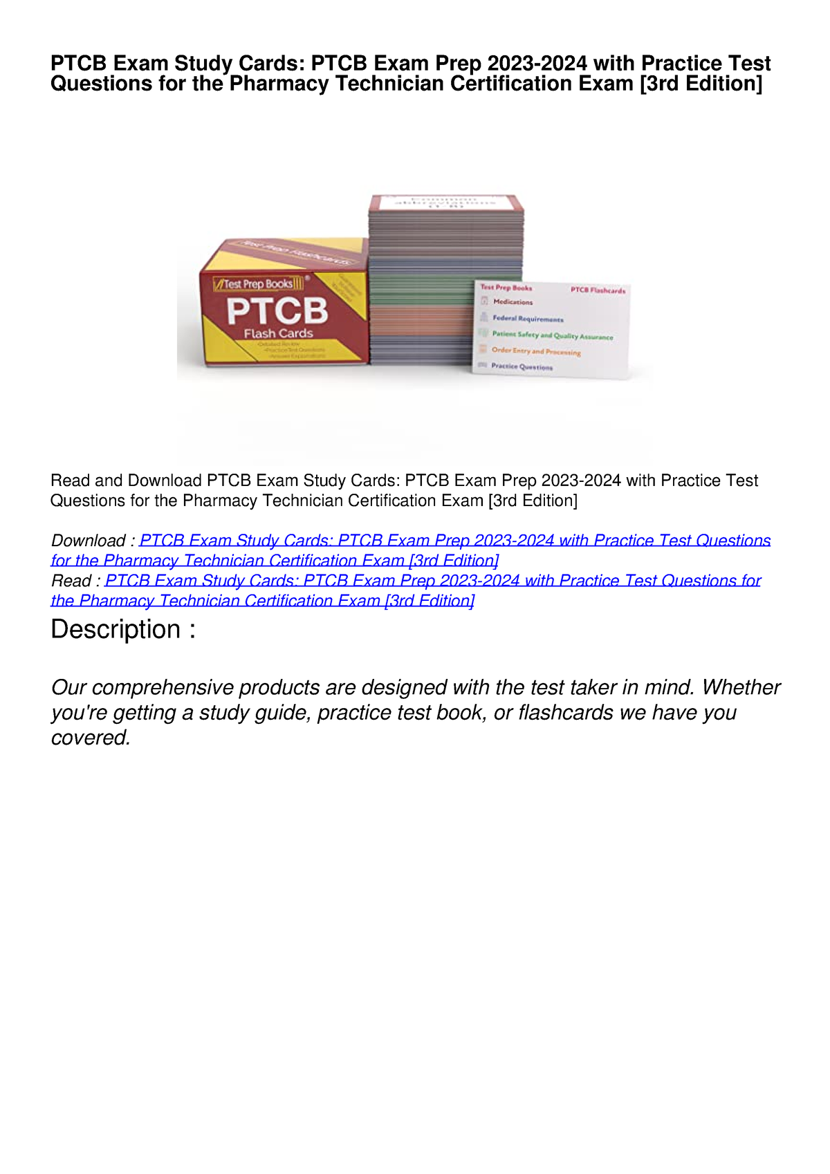 [PDF READ ONLINE] PTCB Exam Study Cards: PTCB Exam Prep 2023-2024 With ...