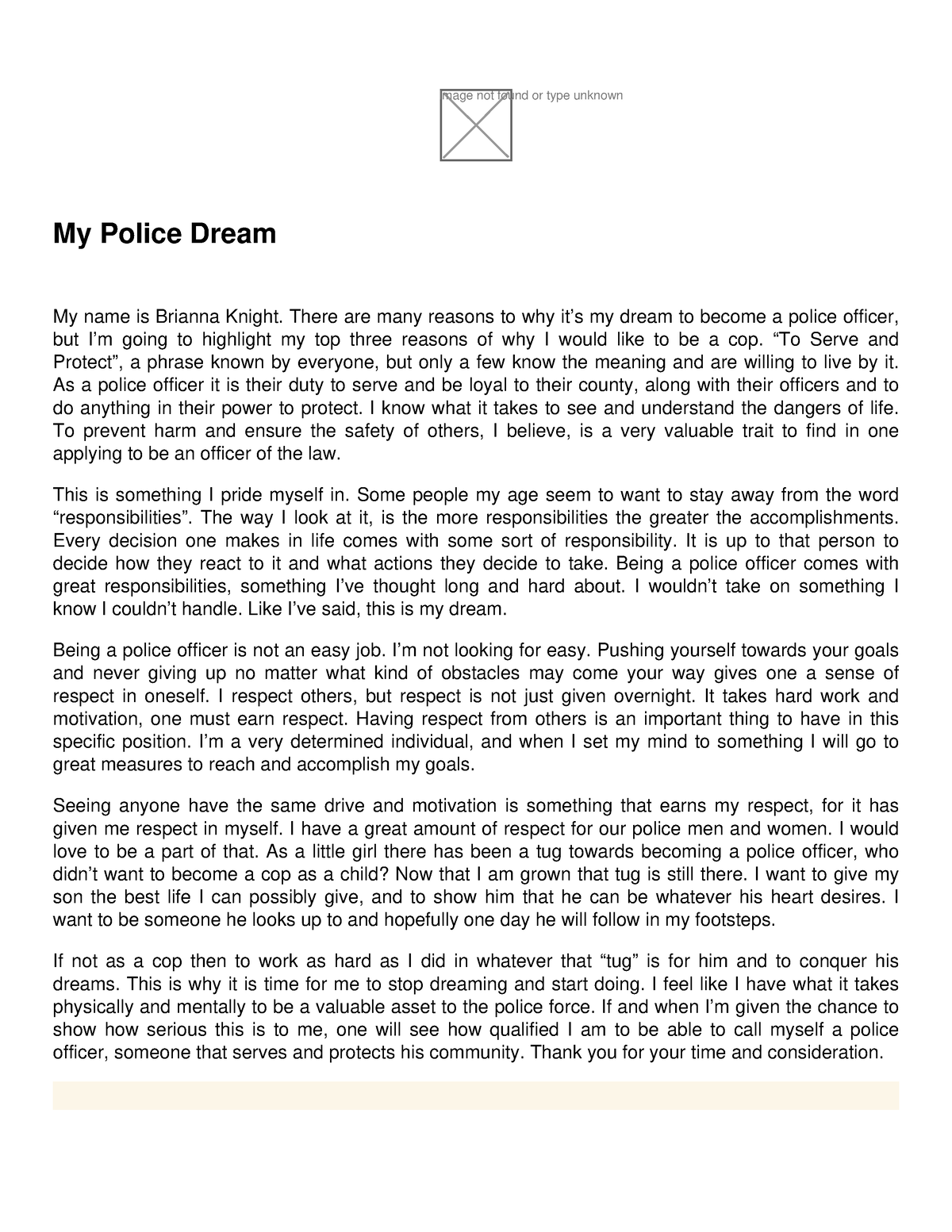 my dream is police essay