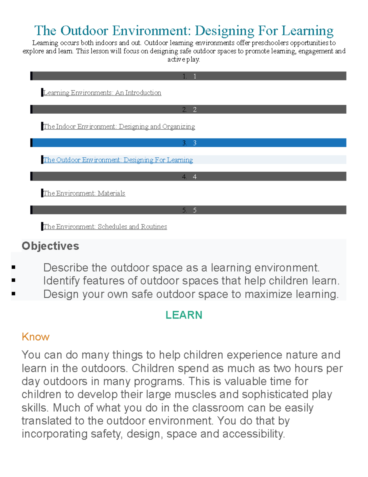 3 - The Outdoor Environment - The Outdoor Environment: Designing For ...