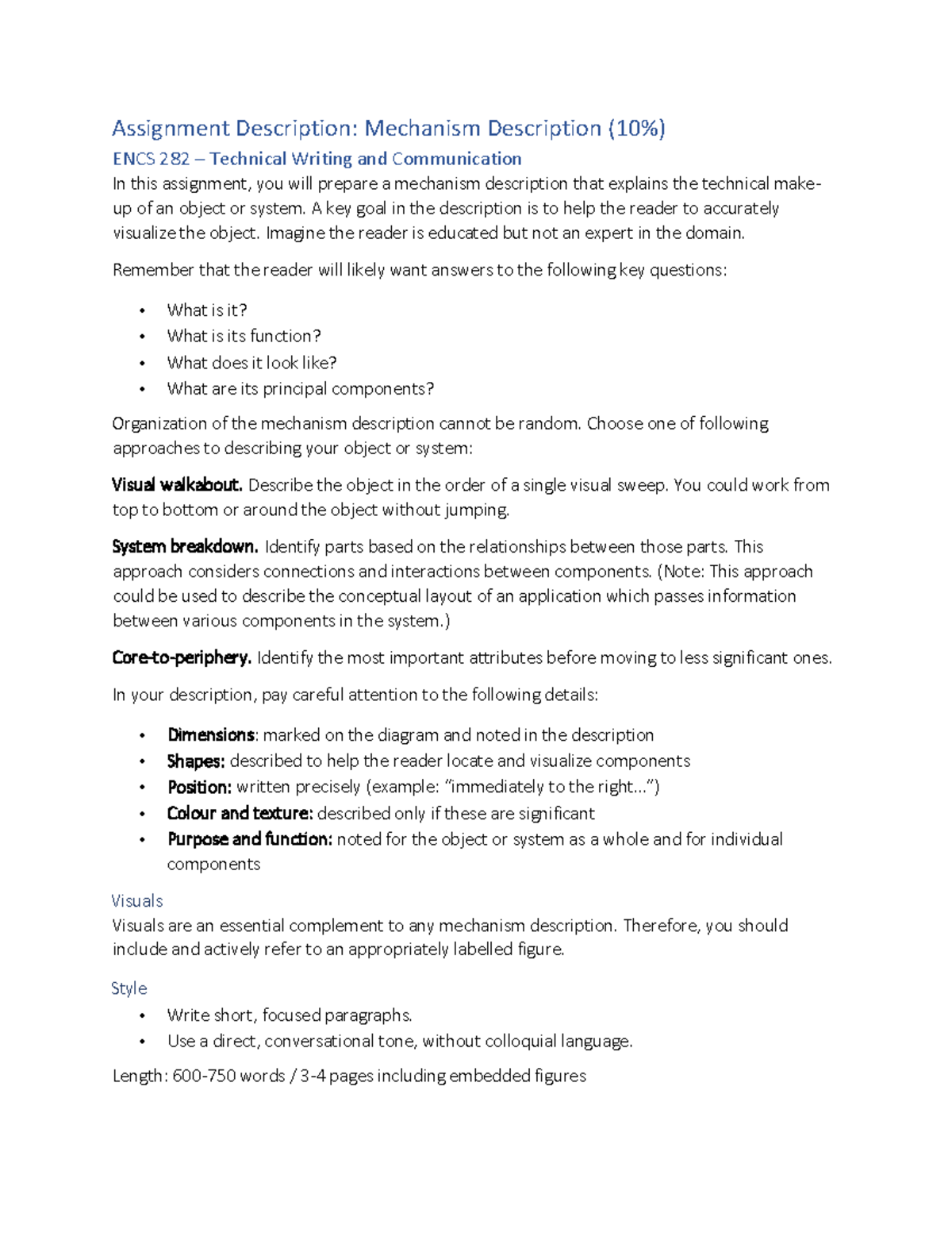 Assignment Description - Mechanism Description - Assignment Description ...