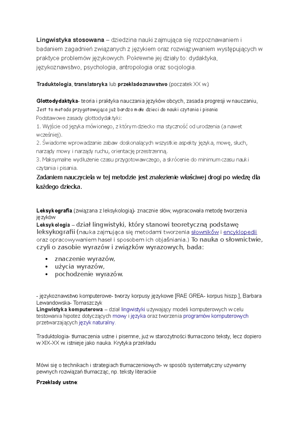 Językoznawstwo stosowane 3 sem Marek Baran - Lingwistyka stosowana